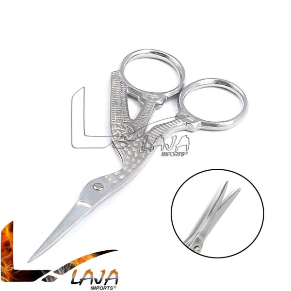 3.5" Stork Embroidery Scissors Cross Stitch Sewing Scissors Cutter Silver Plated