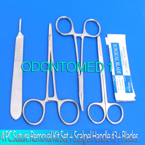 4 PC CLASSIC SUTURE REMOVAL KIT SET (SCALPEL HANDLE #3+ 5 BLADES #12)