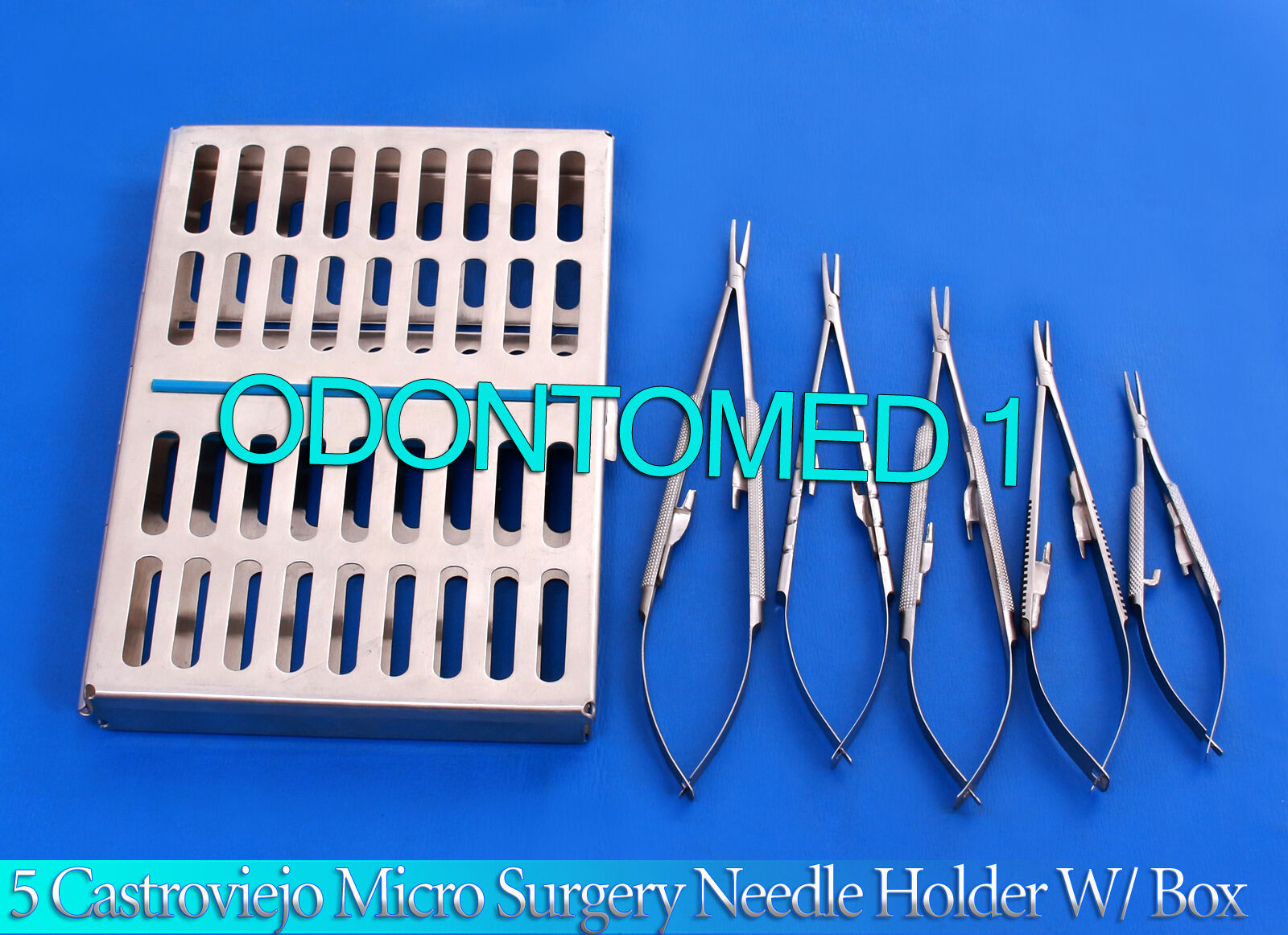 5-CASTROVIEJO-MICRO-SURGERY-NEEDLE-HOLDERS-CURVED-W-STERILIZATION-CASSETTE-BOX-121657485218