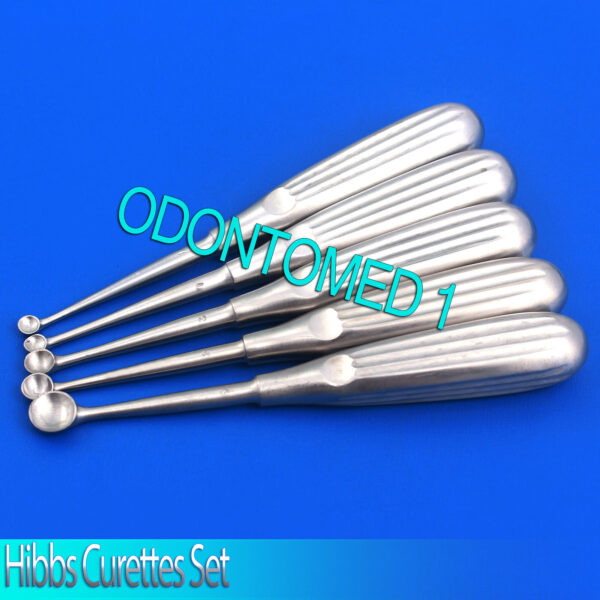 5 Hibbs Spratt Spinal Fusion Curettes Set 6" Surgical