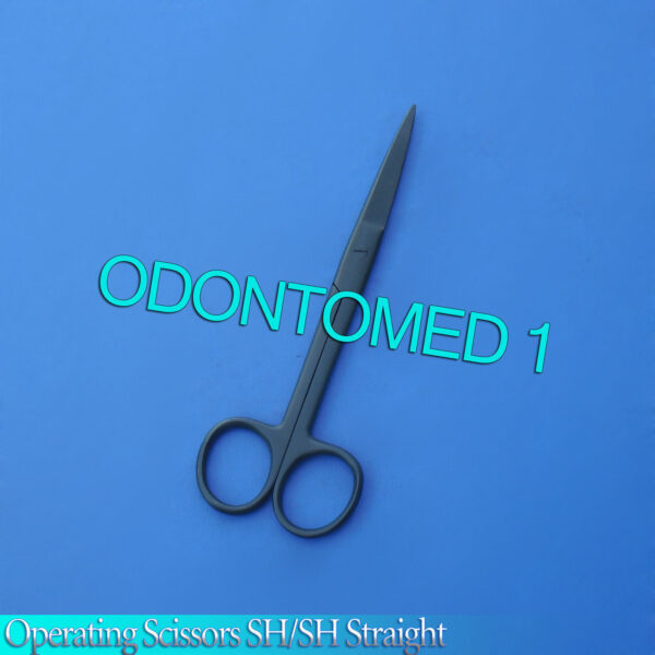6 Operating Scissors Straight 5.5" Sharp-Sharp Black Coated Surgical Instruments