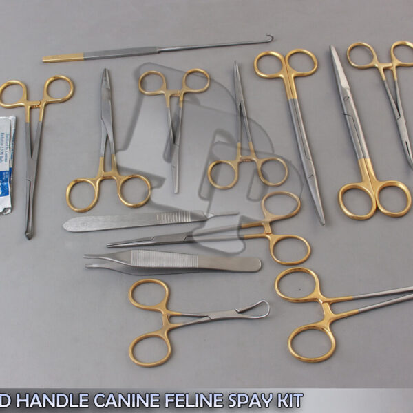 80 PCS GOLD HANDLE PREMIUM GRADE CANINE FELINE SPAY SURGERY PACK KIT DS-1075