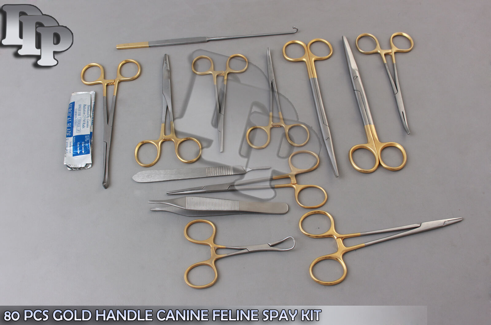 80-PCS-GOLD-HANDLE-PREMIUM-GRADE-CANINE-FELINE-SPAY-SURGERY-PACK-KIT-DS-1075-131601710318