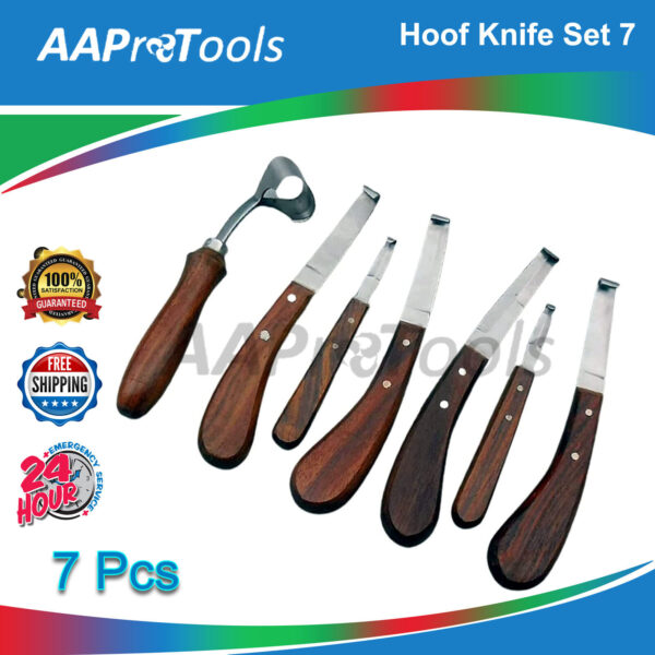 AA PRO : HOOF KNIFE SET 7 HOOF KNIVES WIDE & NARROW OVAL BLADE SHEEP DOUBLE EDGE