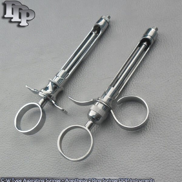 C-W Type Aspirating Syringe + Anesthesia 2 Ring Syringe Instruments
