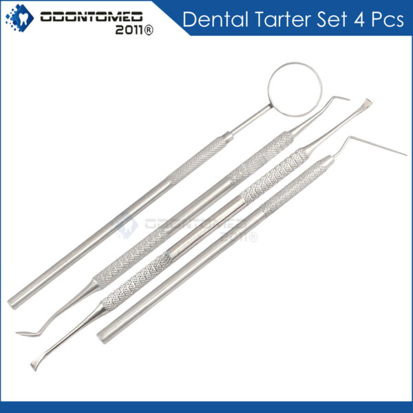 Dental Mirror Tarter Scraper Explorer Cleaning Teeth 4Pcs Set Hygiene Kit PR-321
