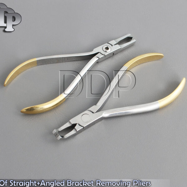 Dental Orthodontic Set of 2 Lingual Angled+Straight Bracket Removing Pliers