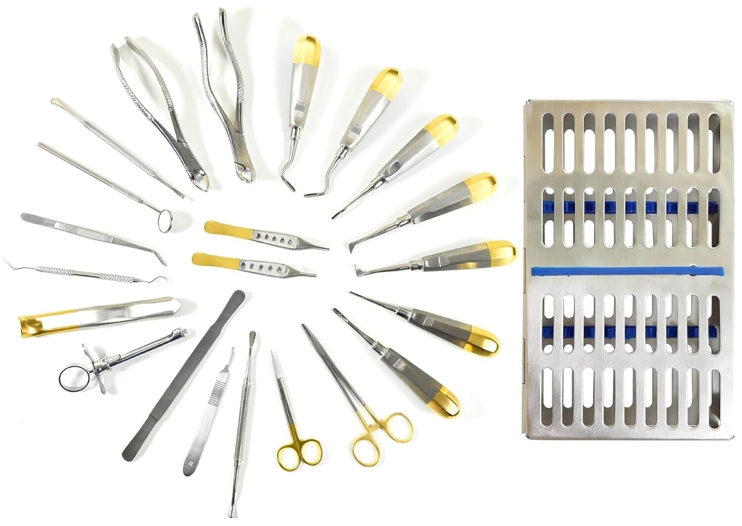 GERMAN-23-PC-ORAL-DENTAL-SURGERY-EXTRACTING-ELEVATORS-FORCEPS-INSTRUMENT-KIT-SET-126264718308