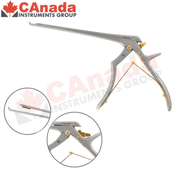 Kerrison Rongeurs 18Cm 2mm 40? up Cervical Orthopedic Spine Gold Lock Handle