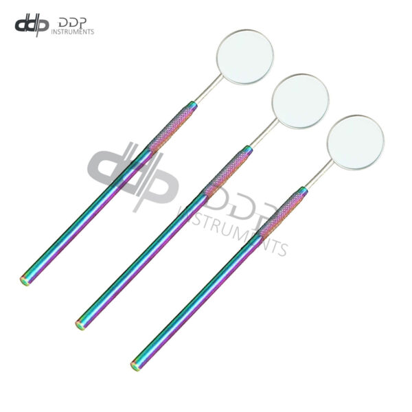 Lot Of 3 Pcs Dental Mouth Mirror #5 W/Handle Multi-Color Surgical Dentist Inst