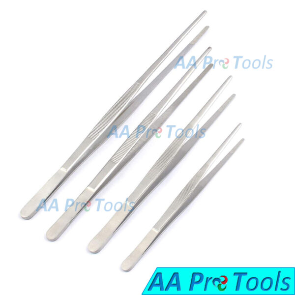 New 4 Pieces General Purpose Tweezers - 6", 8", 10", 12" Stainless Steel