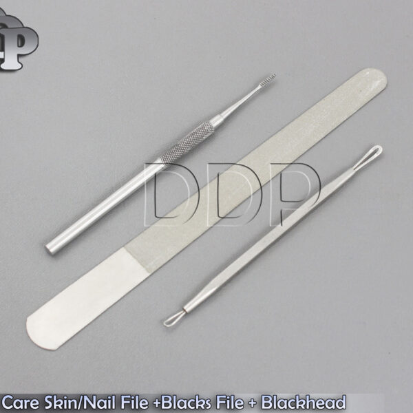 Pro Foot Care Skin/Nail File +Blacks File + Blackhead Extractor Set
