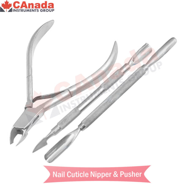 STAINLESS STEEL FINGERNAIL CUTICLE NIPPER CLIPPER CUTTER NAIL PUSHER 3 PC TOOLS