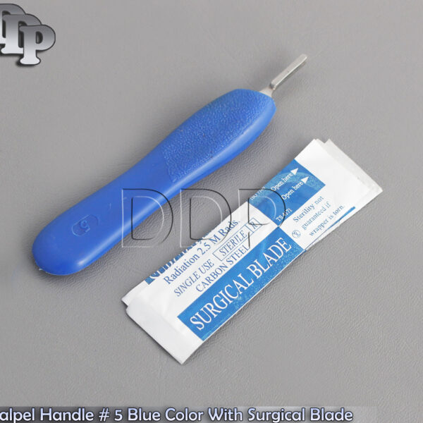 Scalpel Handle # 5 with Blue Color 10 Surgical Blade # 15 Dental Instruments