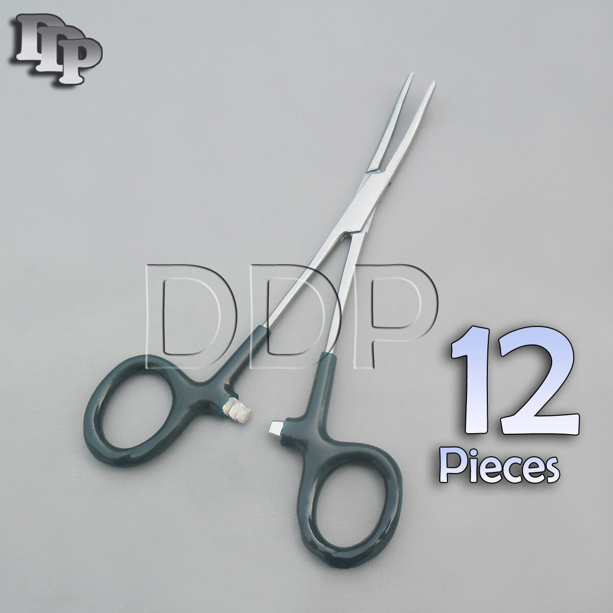 12-Hemostats-Kelly-Forceps-Surgical-Instruments-Green-Dep-Handle-550-Curved-131415902879
