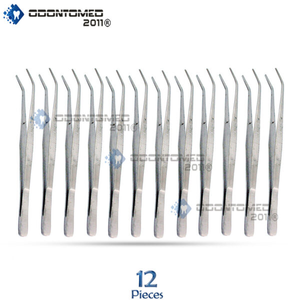 12pcs College Tweezers / Cotton Dressing Pliers 6" Size Dental Surgical New Set