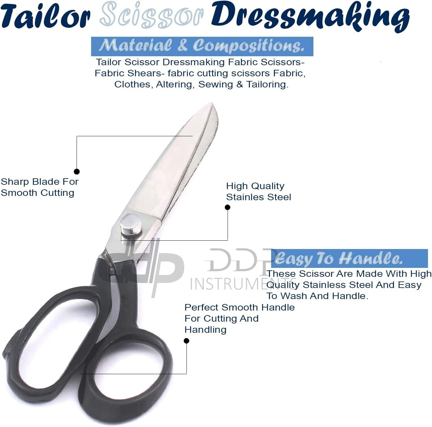 2-Sets-8-14Tailor-Upholstery-Scissors-Black-Shear-HEAVY-DUTY-RAZORS-sharp-374629654699-4