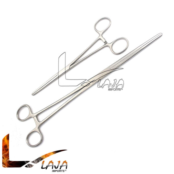2pc Set 8" + 12" Straight Hemostat Forceps Locking Clamps Stainless Steel New
