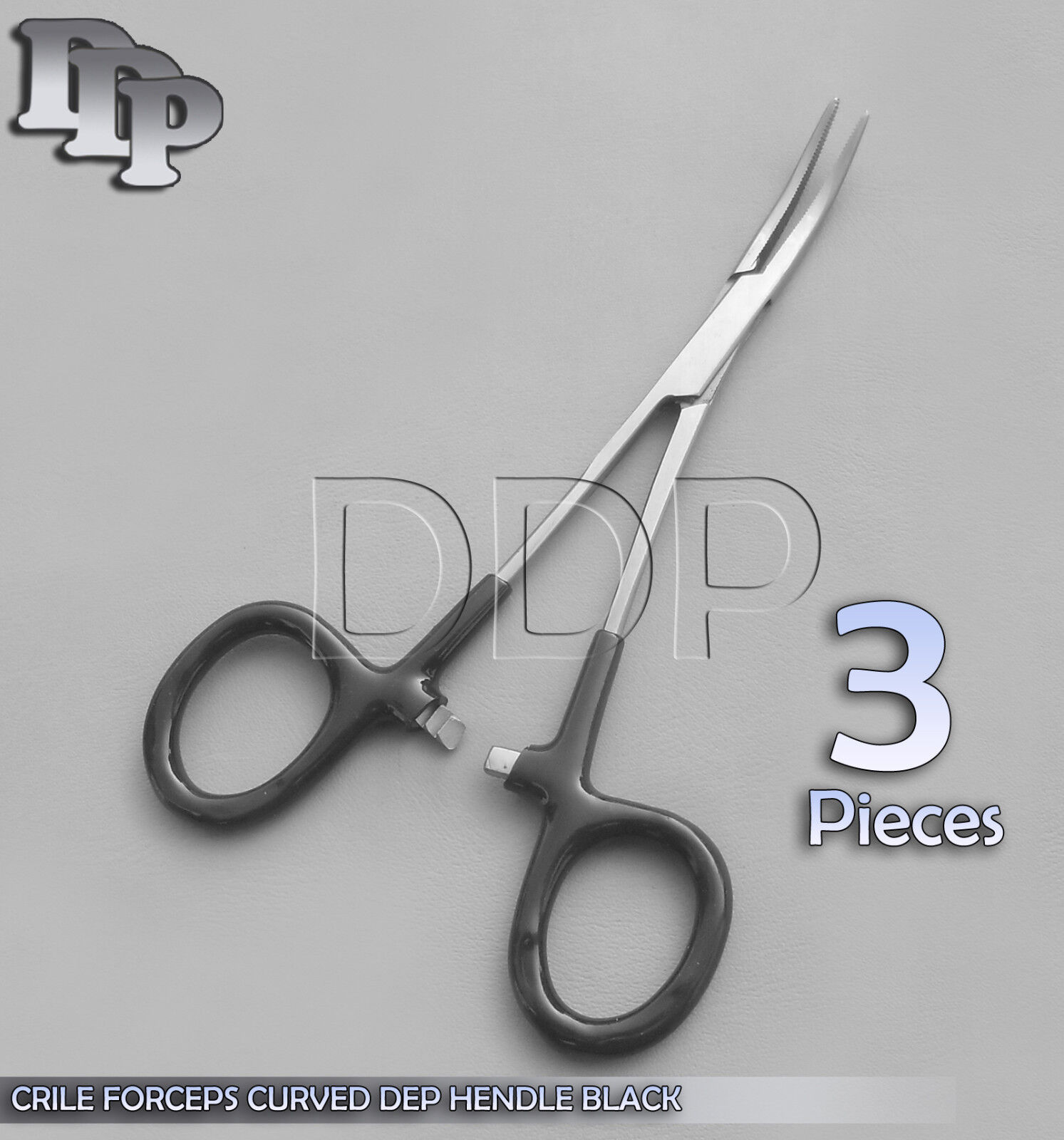 3-Hemostats-Crile-Forceps-Surgical-Instruments-Black-Dep-Handle-550-Curved-121557401829