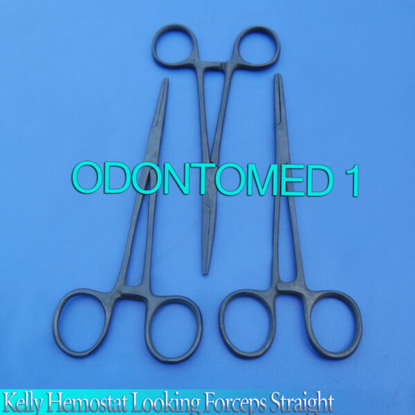 3 Kelly Hemostat Locking Forceps Straight 5.5" With Black Coating