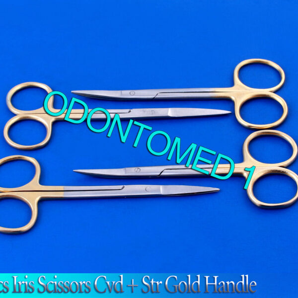 4 O.r Grade Iris Surgical Ophthalmic Scissors Straight+curved With Gold Handle