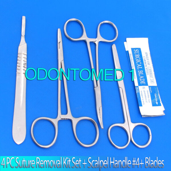 4 Pc Classic Suture Removal Kit Set (Scalpel Handle #4+ 5 Blades #23)