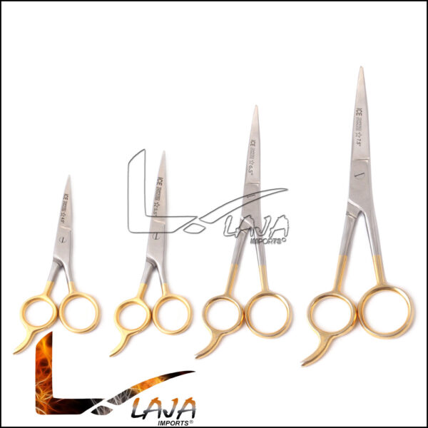 4 Pcs Pet Dog Cat Professional Grooming Hair Scissors Gold Handle Ice-Tempered