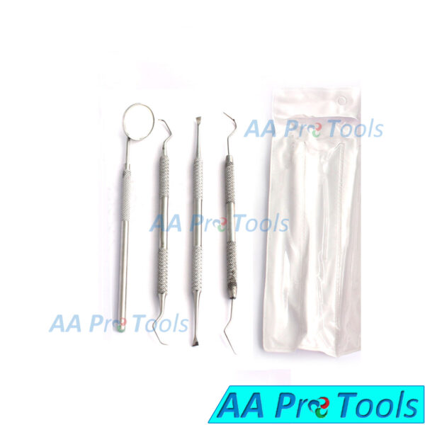 4Pc Dental Basic Exam Kit Plaque Calculus Removal Tooth Scraper Hygiene Explorer