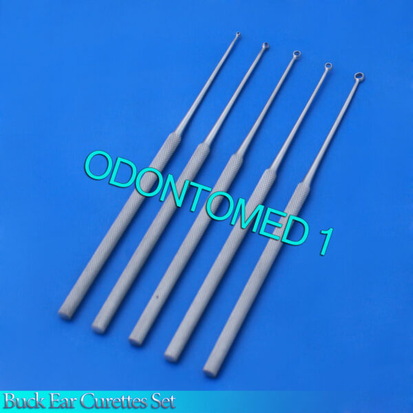 5 Buck Ear Curettes Surgical Veterinary Instruments Straight Sharp