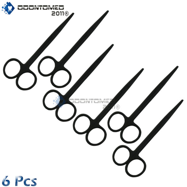 6 Black Coated Metzenbaum Scissors 5.5" Curved Surgical Instruments