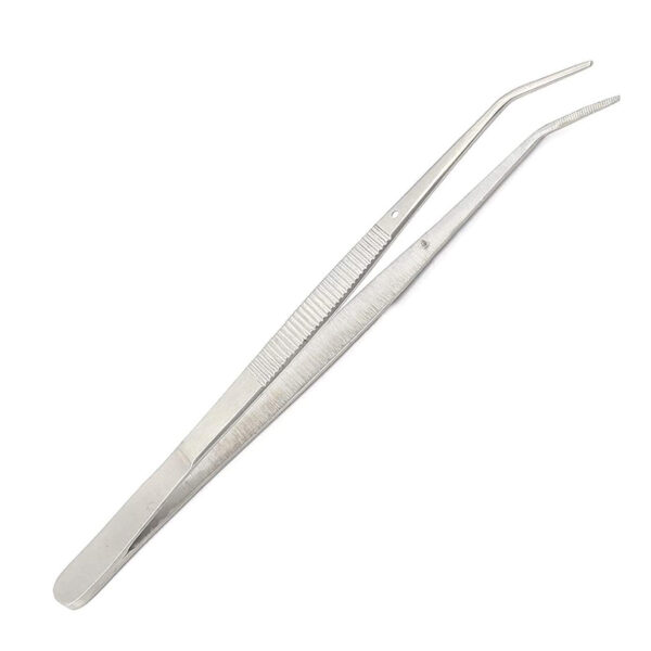 6" Dental Fine Point Tweezers Curved Ribbed Stainless Steel Good Quality