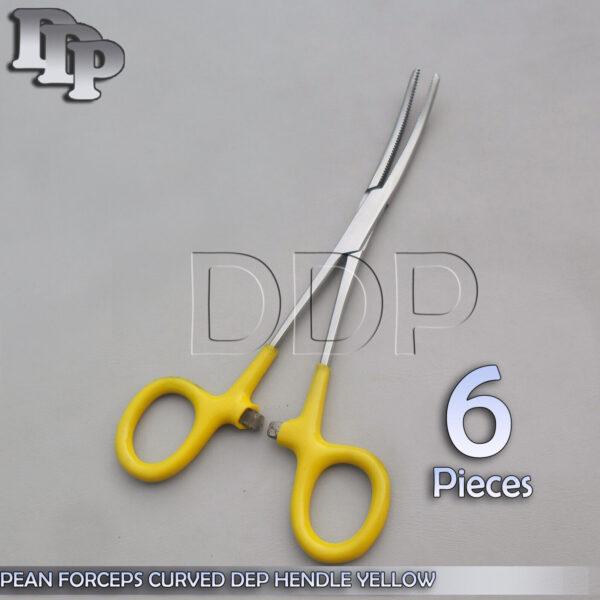 6 Pieces Of Hemostat Pean Forceps Surgical Instruments, Yellow Dep Handle 6'' Curved