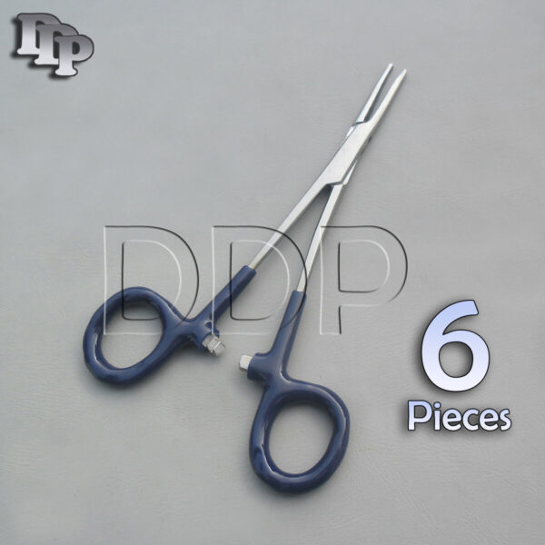6 Hemostats Mosquito Forceps Surgical Instruments, Blue Dep Handle 5" Straight