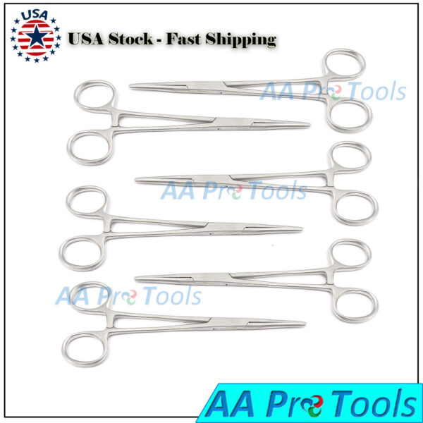 6 PC MOSQUITO HEMOSTAT FORCEPS 5" STRAIGHT STAINLESS STEEL SURGICAL MEDICAL