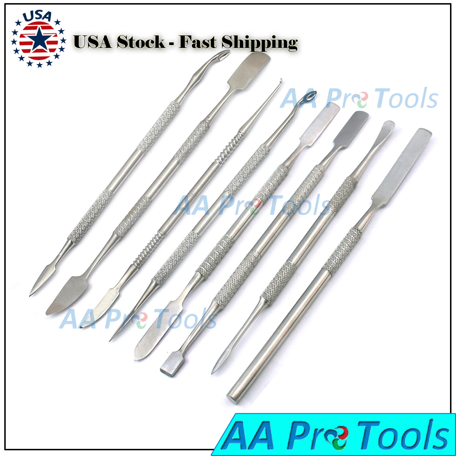 AAPRO-8-Pc-WAX-CARVER-SPATULA-DENTAL-POLYMER-CLAY-CARVING-SET-DENTAL-LAB-TOOLS-254767402619