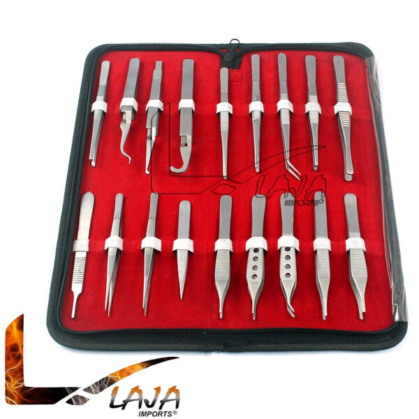 Assorted Set Of 18 Pcs Dental Instruments Tweezer & Forceps