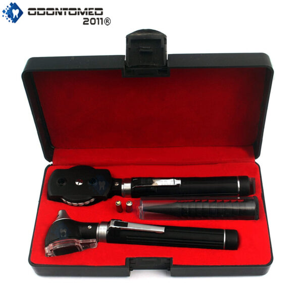 Black Pocket Otoscope Set !Double Handle ! 2 Free Bulbs ! Bright White Light Led