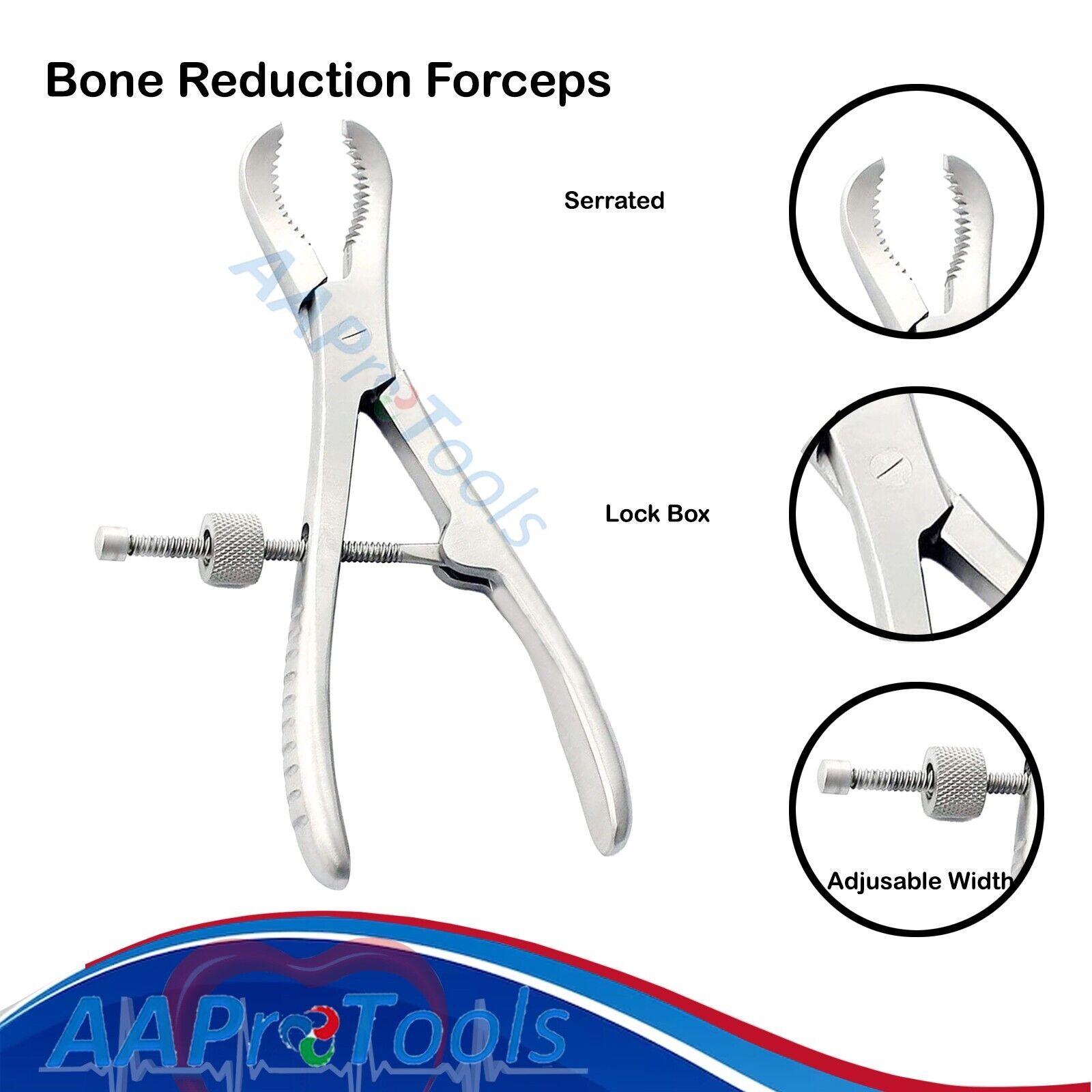 Bone-Holding-Forceps-7-Reduction-Bent-Mouth-Serrated-Jaw-With-Speed-Lock-252408440649-2