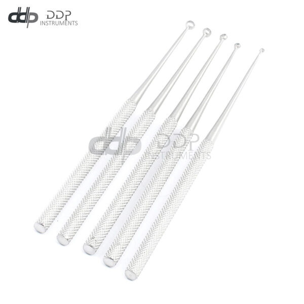 DDP Set of 5 Buck Ear Curettes Straight Sharp # 00# 0# 1# 2# 3 Surgical Instru