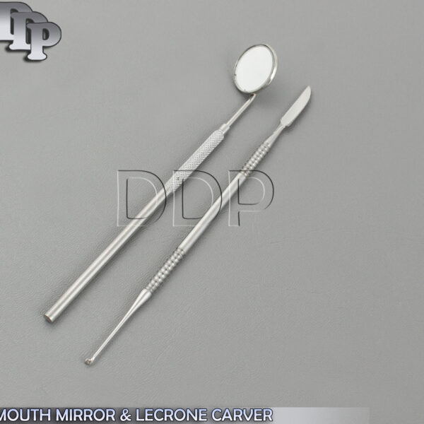 DENTAL EXAMINATION TOOLS MOUTH MIRROR NO 5 WITH HANDLE AND LECRONE CARVER