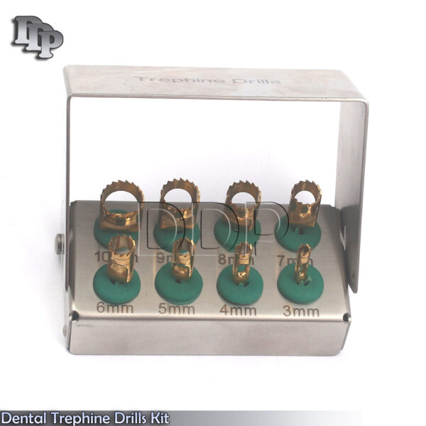 Dental Trephine Drills Kit 8 Pcs with FREE Bur Holder Dental Implant Set DN-2256