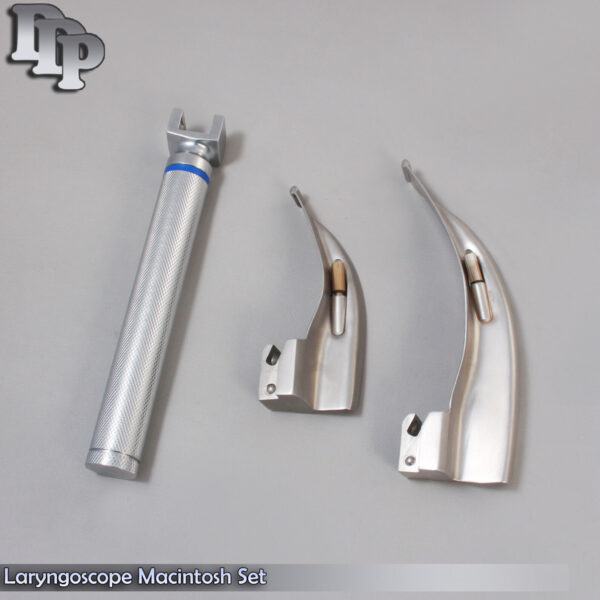 LARYNGOSCOPE SMALL HANDLE AA + 2 MACINTOSH BLADE #1 and #3 ENT ANESTHESIA SET