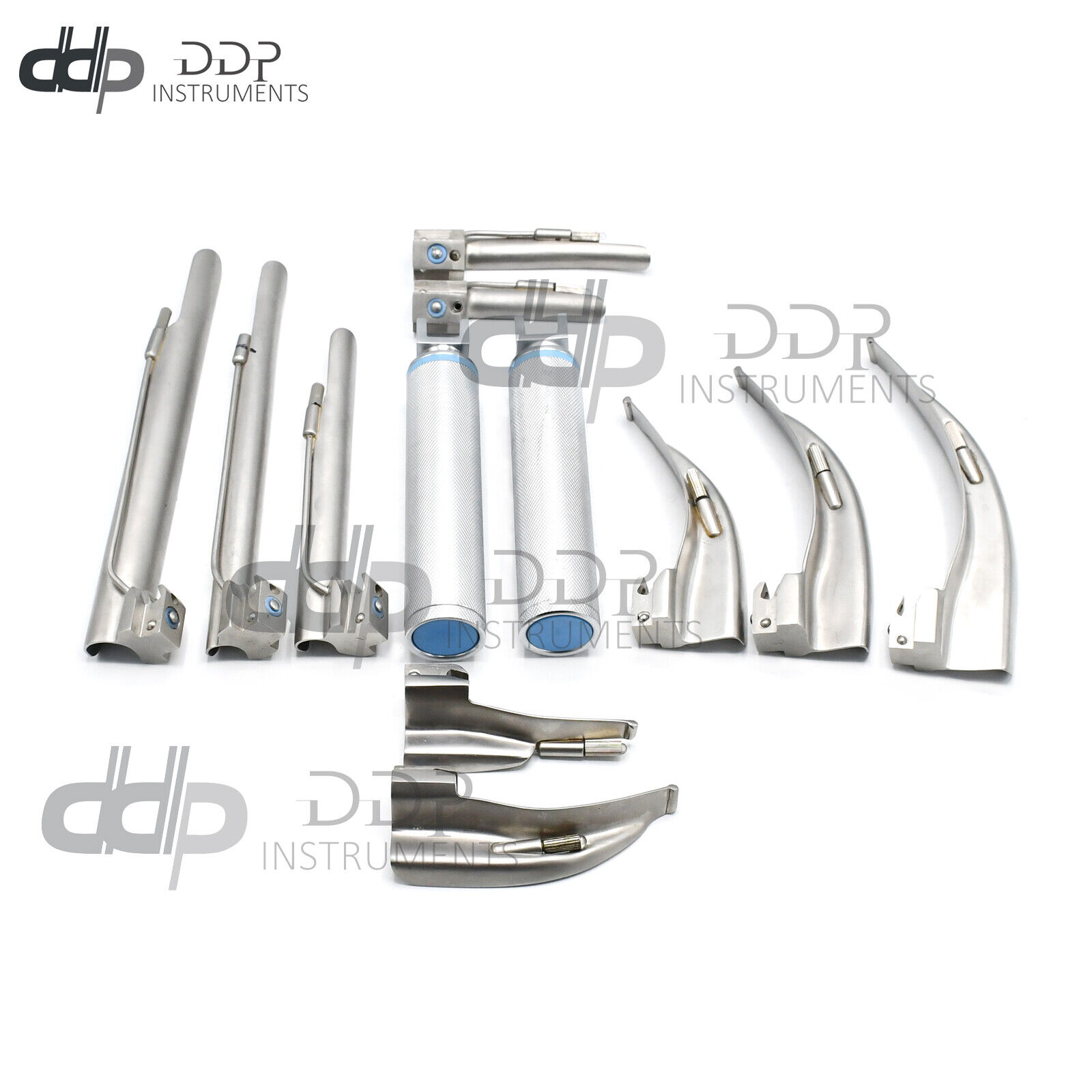 Laryngoscope-Mac-Miller-Set-of10-BLADES-2-HANDLES-EMT-Anesthesia-LS-3105-121520364529-3