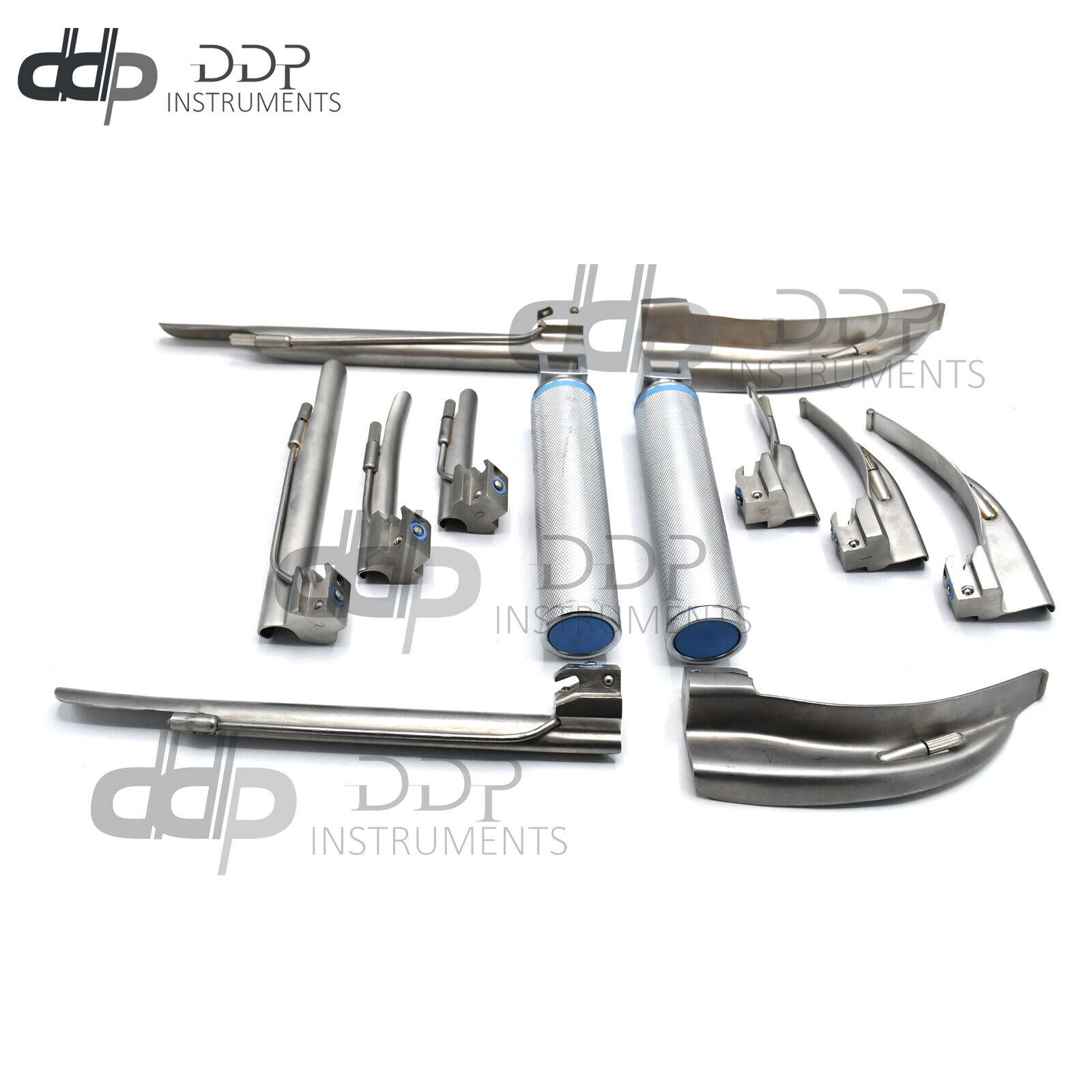 Laryngoscope-Mac-Miller-Set-of10-BLADES-2-HANDLES-EMT-Anesthesia-LS-3105-121520364529