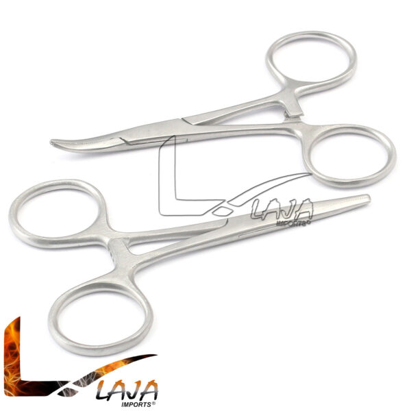 Lot Of 2 Pcs Mosquito Hemostat Locking Forceps Str & Cvd 4" Surgical Instruments