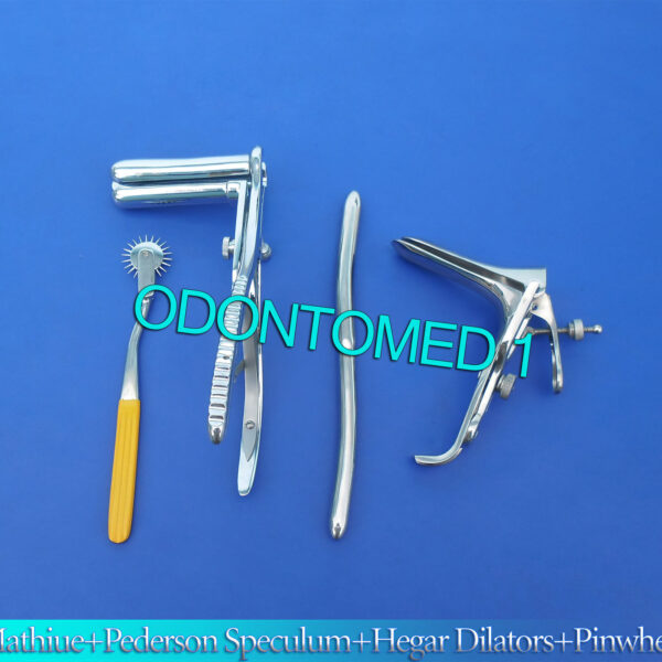 Mathieu Speculum+ Hegar Dilator+ Yellow Pinwheel & Pederson Speculum Small