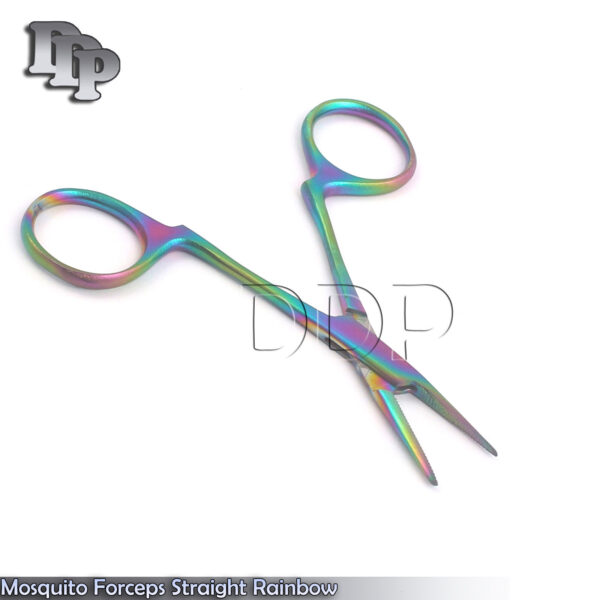 Mosquito Forceps Straight 3.5'' Rainbow Multi Color (Without Ratchet) DS-1580