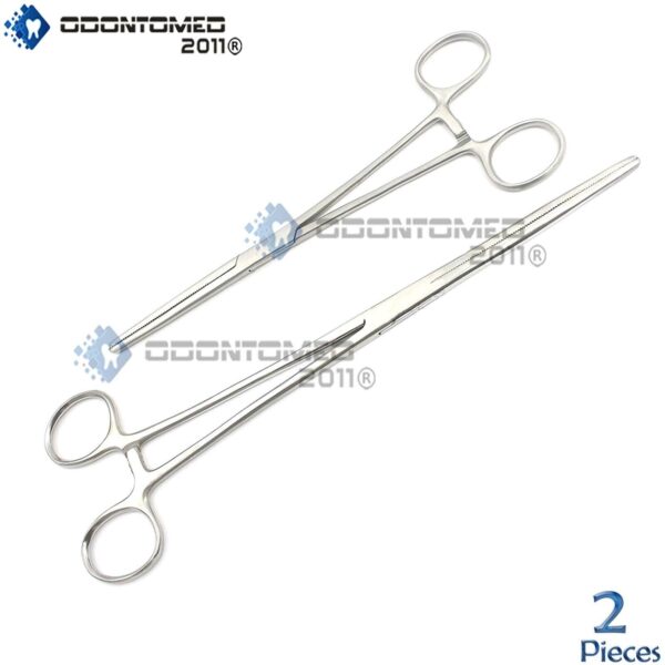 New 2pc Set 8" + 10" Straight Hemostat Forceps Locking Clamps Stainless Steel