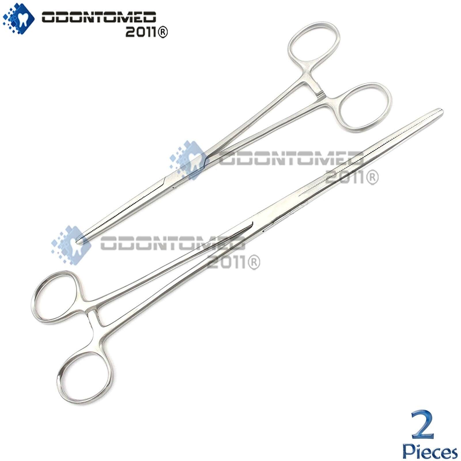 New-2pc-Set-8-10-Straight-Hemostat-Forceps-Locking-Clamps-Stainless-Steel-131978508049