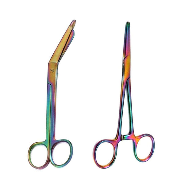 New Multi Titanium Rainbow Color Lister Bandage Scissors 5.5", Straight Hemostat